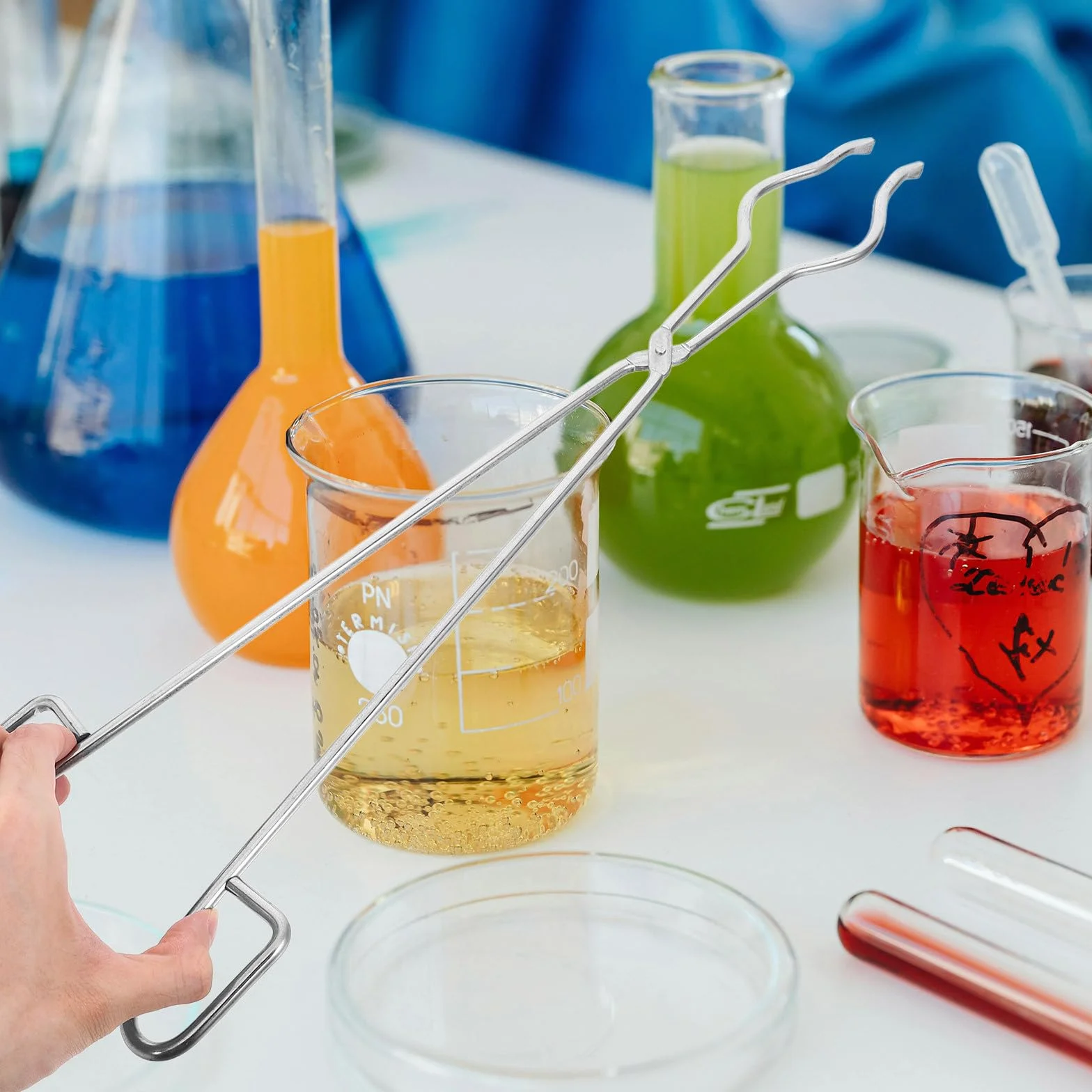Pinza per Crogioli in Acciaio Inossidabile 50 Cm Becco, Morsetto per Crogioli da Laboratorio Resistente Alte Temperature, Strumento di Fusione Metalli per Uso Professionale