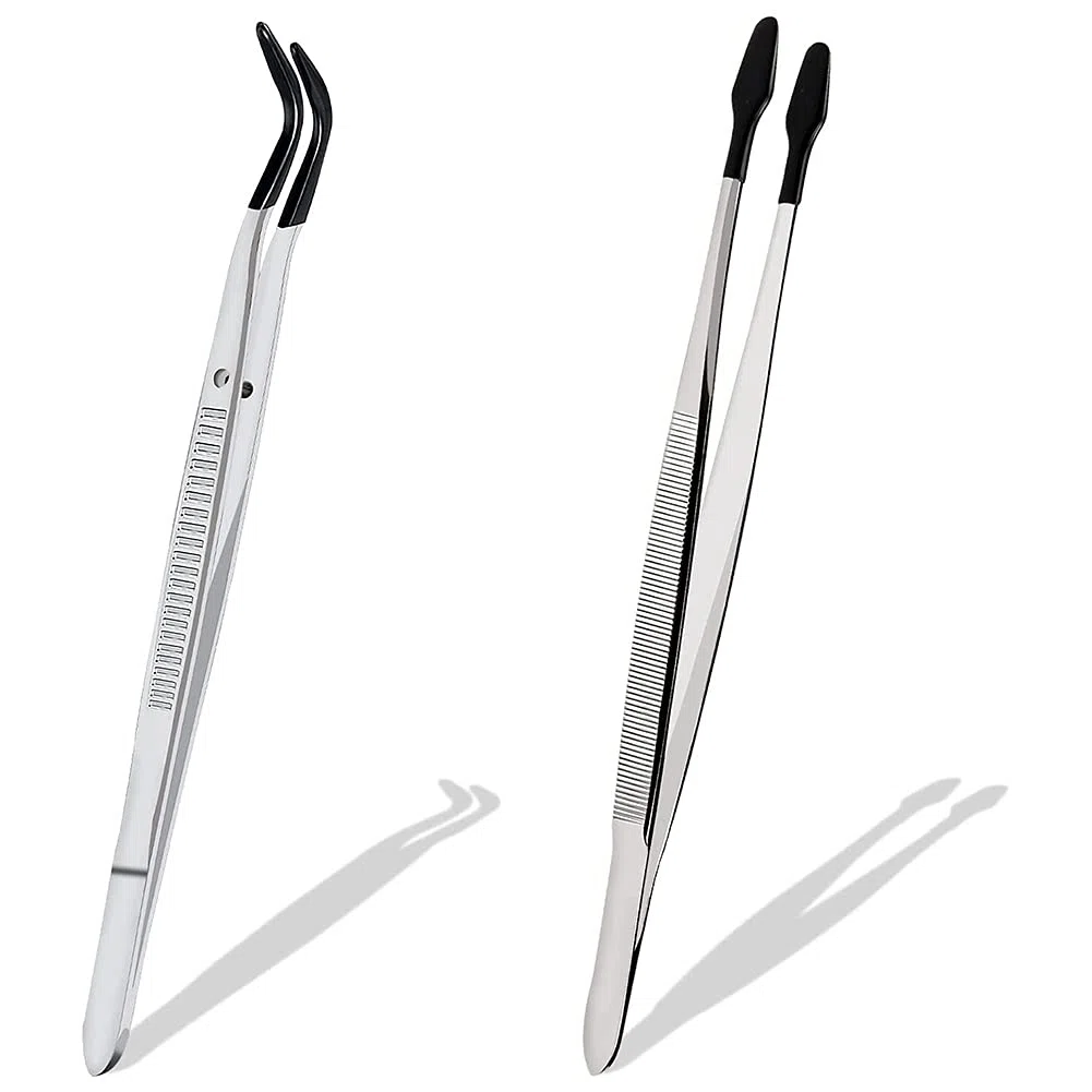 2 Pezzi di Pinzette Punta nel Gomma per Laboratorio Artigianale Pinzette per Hobby Industriali Pinze Gioielli Timbro Scatola di 15 Cm