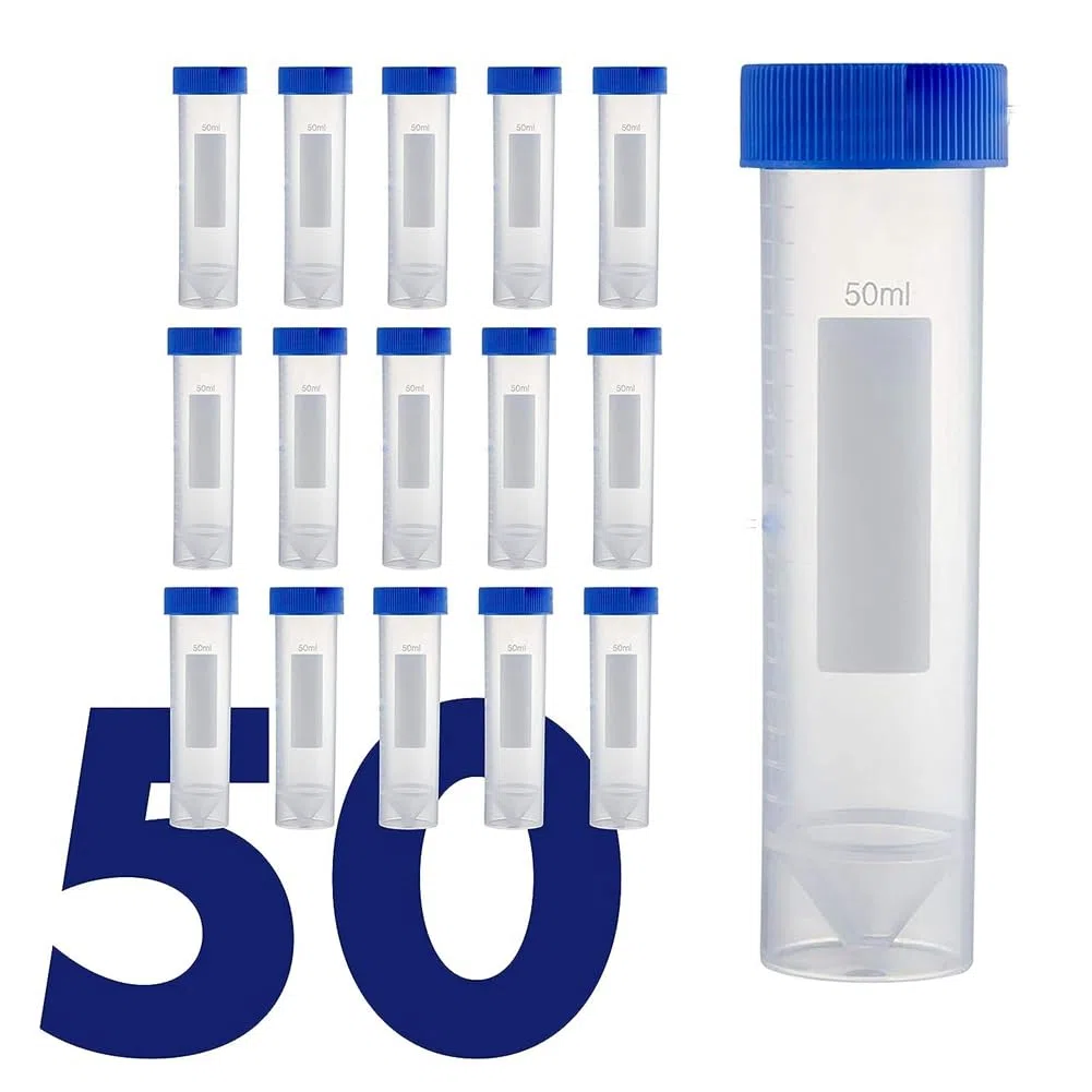 Provette per Centrifuga Autoportanti da 50 Ml, [Confezione da 50] Provette in Plastica con Tappi A Vite, Provette Sterili da 50 Ml con Coperchi Durevoli