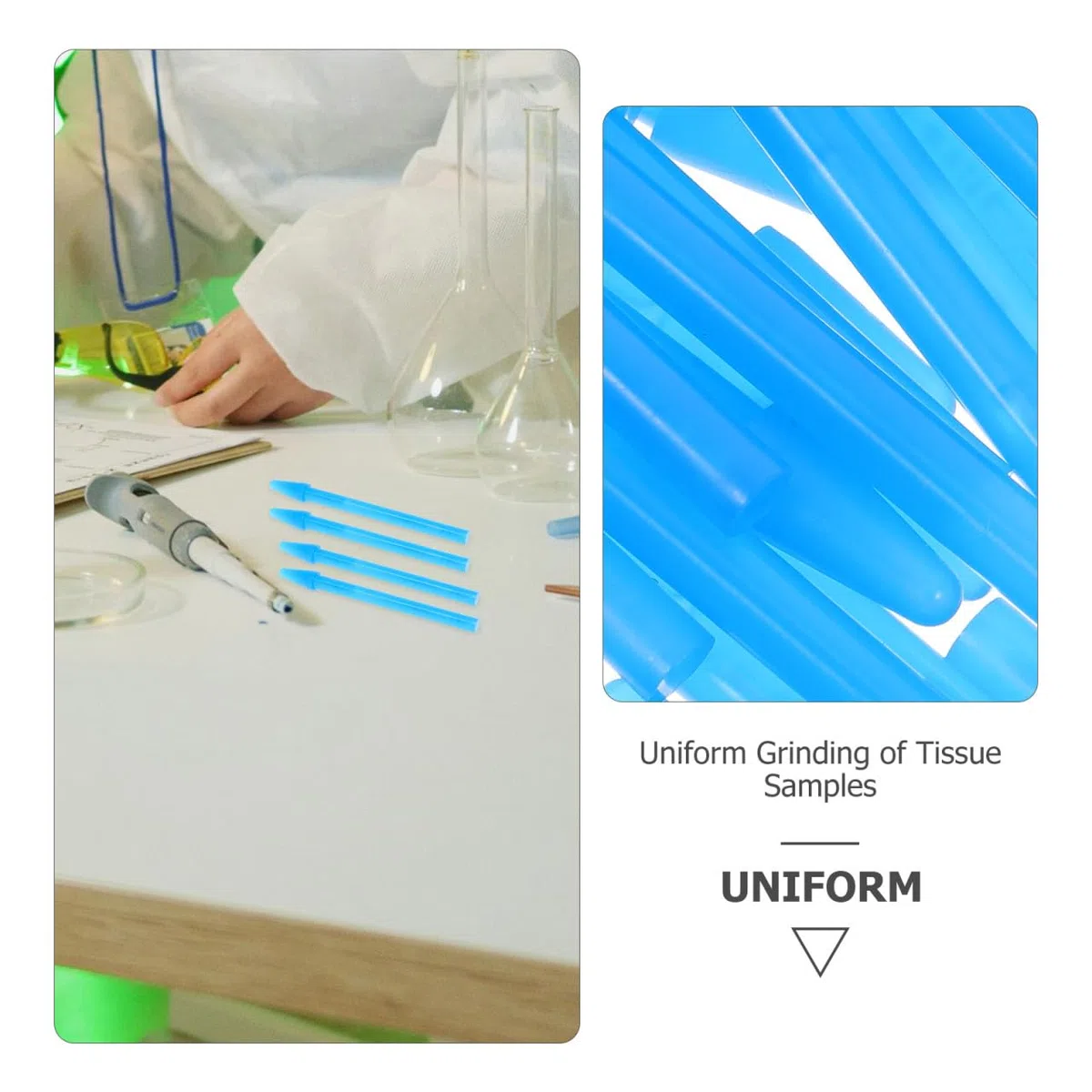 SOLUSTRE 100 Pezzi Bastoncino Per Macinare Pestelli Per Provette Fiale Per Microcentrifuga Con Pestello e Tubo Bacchette Per Campioni Da Laboratorio Bastoncini Campione Blue Plastica