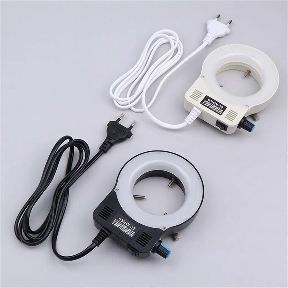Lampada ad anello a LED per microscopio con sorgente luminosa industriale per fotocamera circolare (nero)