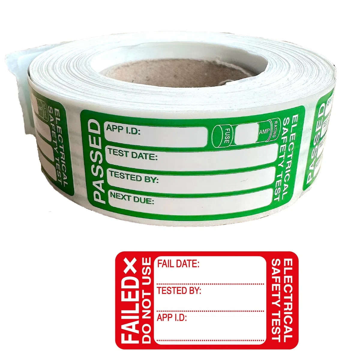 500 adesivi da 51 x 24 mm e 43 x 23 mm, 50 pezzi, adesivi per test elettrici per apparecchiature e kit PAT