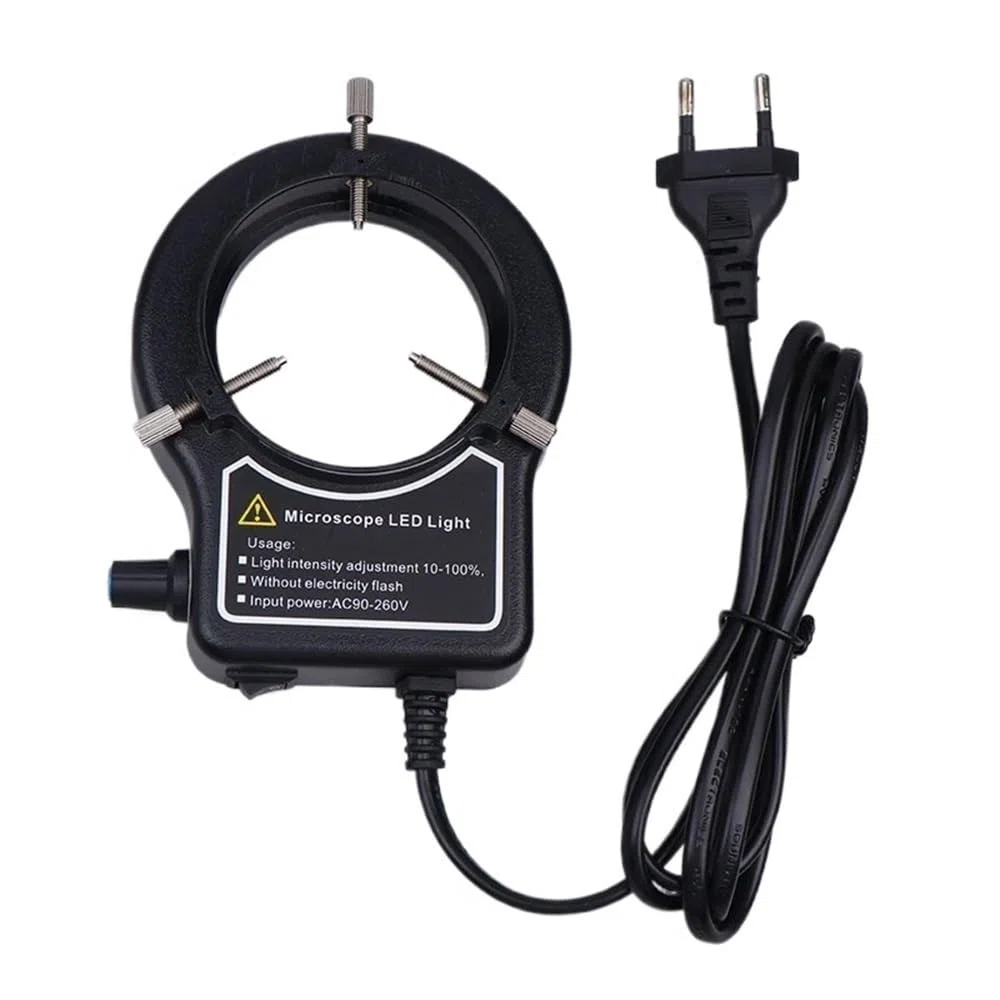 Lampada ad anello a LED per microscopio con sorgente luminosa industriale per fotocamera circolare (nero)