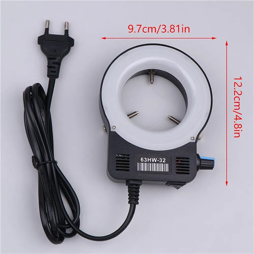 Lampada ad anello a LED per microscopio con sorgente luminosa industriale per fotocamera circolare (nero)