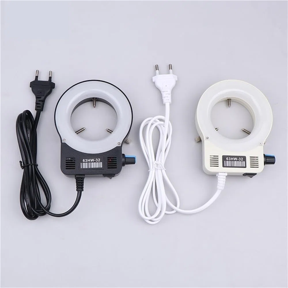 Lampada ad anello a LED per microscopio con sorgente luminosa industriale per fotocamera circolare (nero)