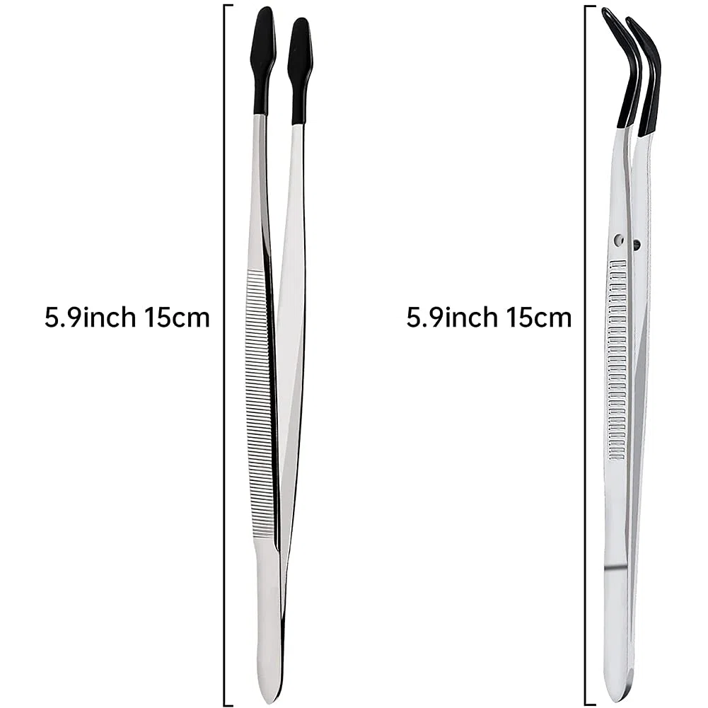 2 Pezzi di Pinzette Punta nel Gomma per Laboratorio Artigianale Pinzette per Hobby Industriali Pinze Gioielli Timbro Scatola di 15 Cm