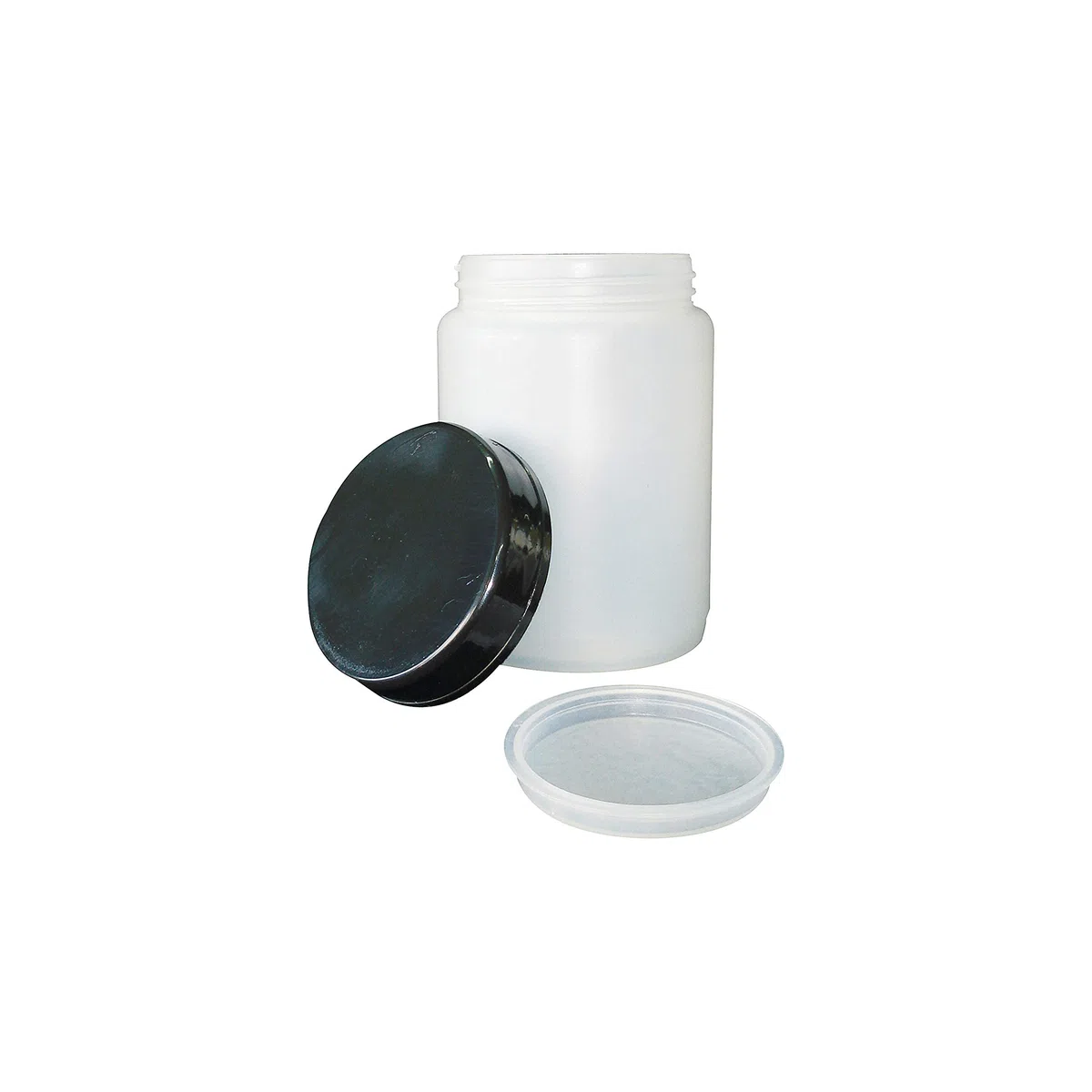 KENZIUM - Confezione da 5 barattoli | 1 L | Colletto Large | con coperchio e otturatore | HDPE | Traslucidi